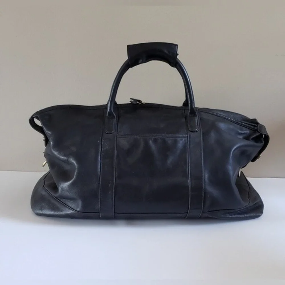 Coach Vintage Cabin Bag Black Leather with Brass Hardware Travel Bag Wee…